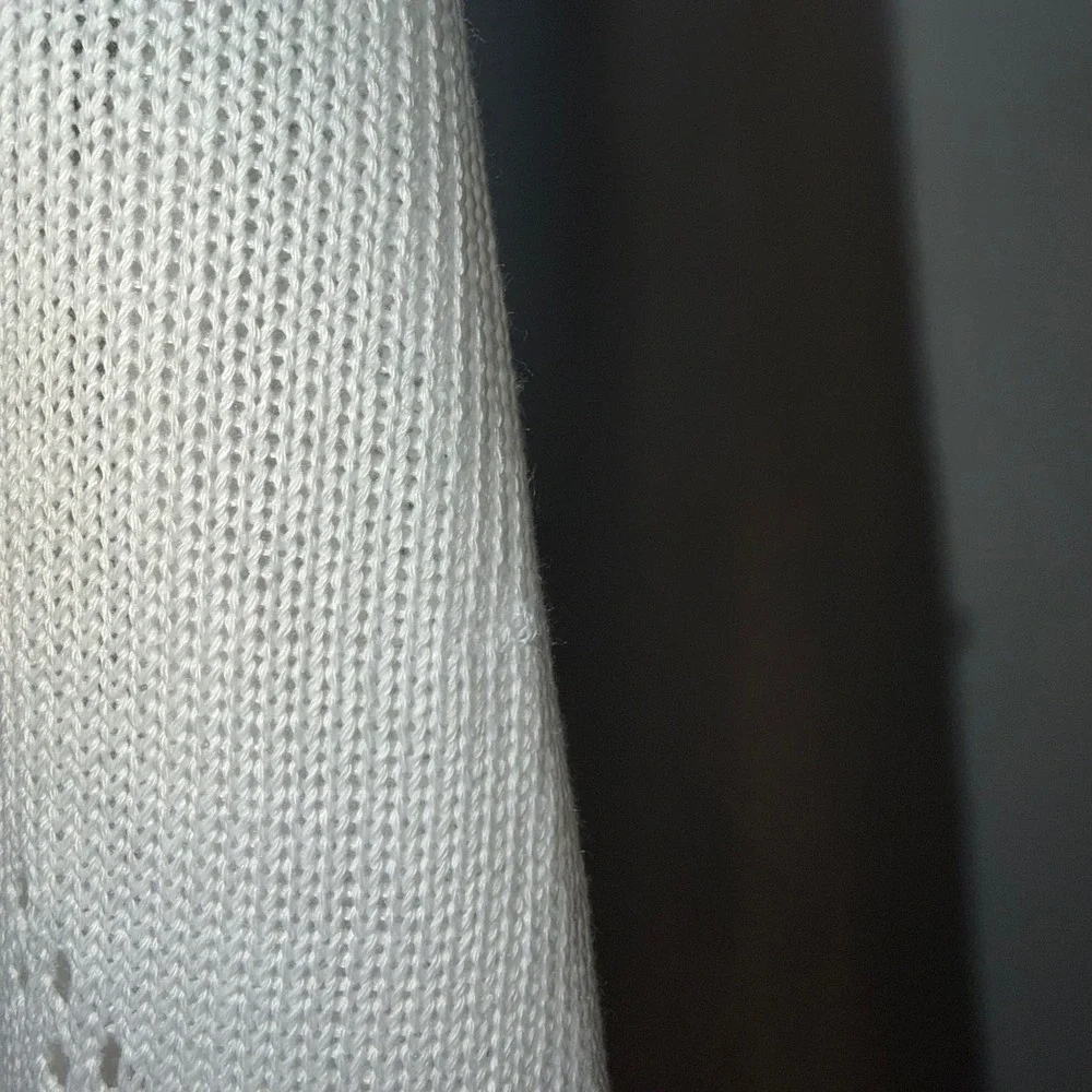 White Knit Lace Up Front Cut Out Maxi Dress Sexy Beach Cover Up Sleeveless M - Picture 7 of 8